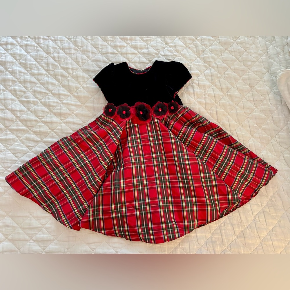 Sarah Louise Holiday Plaid Velvet Dress Size 18 months